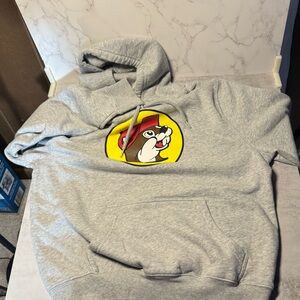 Buc-ee's Logo Graphic Pullover Hoodie Unisex Regular Fit Medium Light Gray